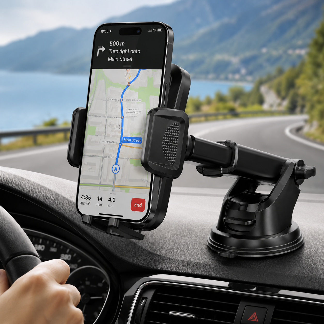 Universal Car Phone Holder – Adjustable Dashboard & Windshield Phone Mount with Strong Suction Cup