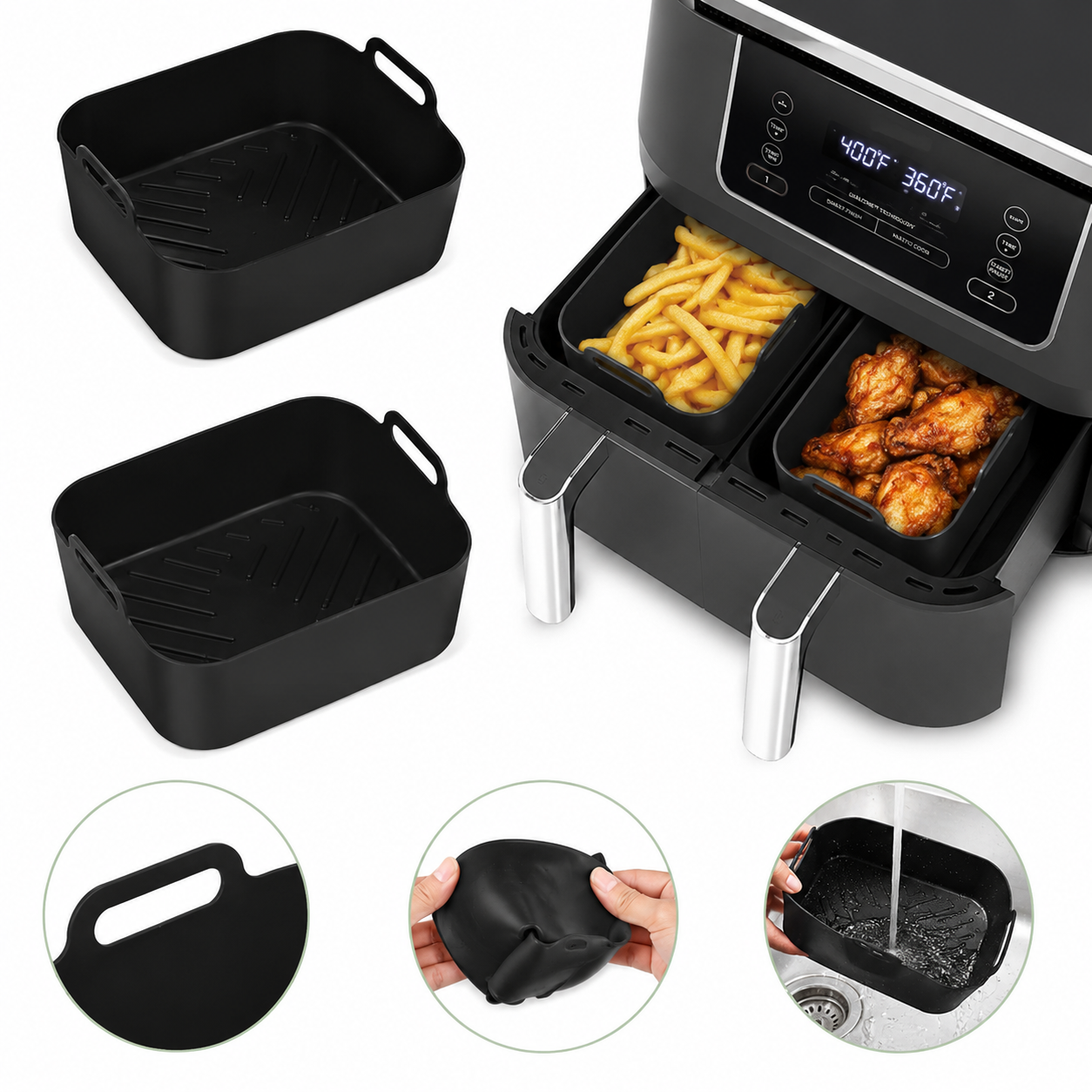 Reusable Silicone Air Fryer Pot – Non-Stick Food Grade Air Fryer Basket Liner, BPA-Free & Dishwasher Safe