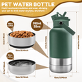 3-in-1 Insulated Pet Water Bottle – Portable Dog Travel Water Bottle with Detachable Food & Water Bowls