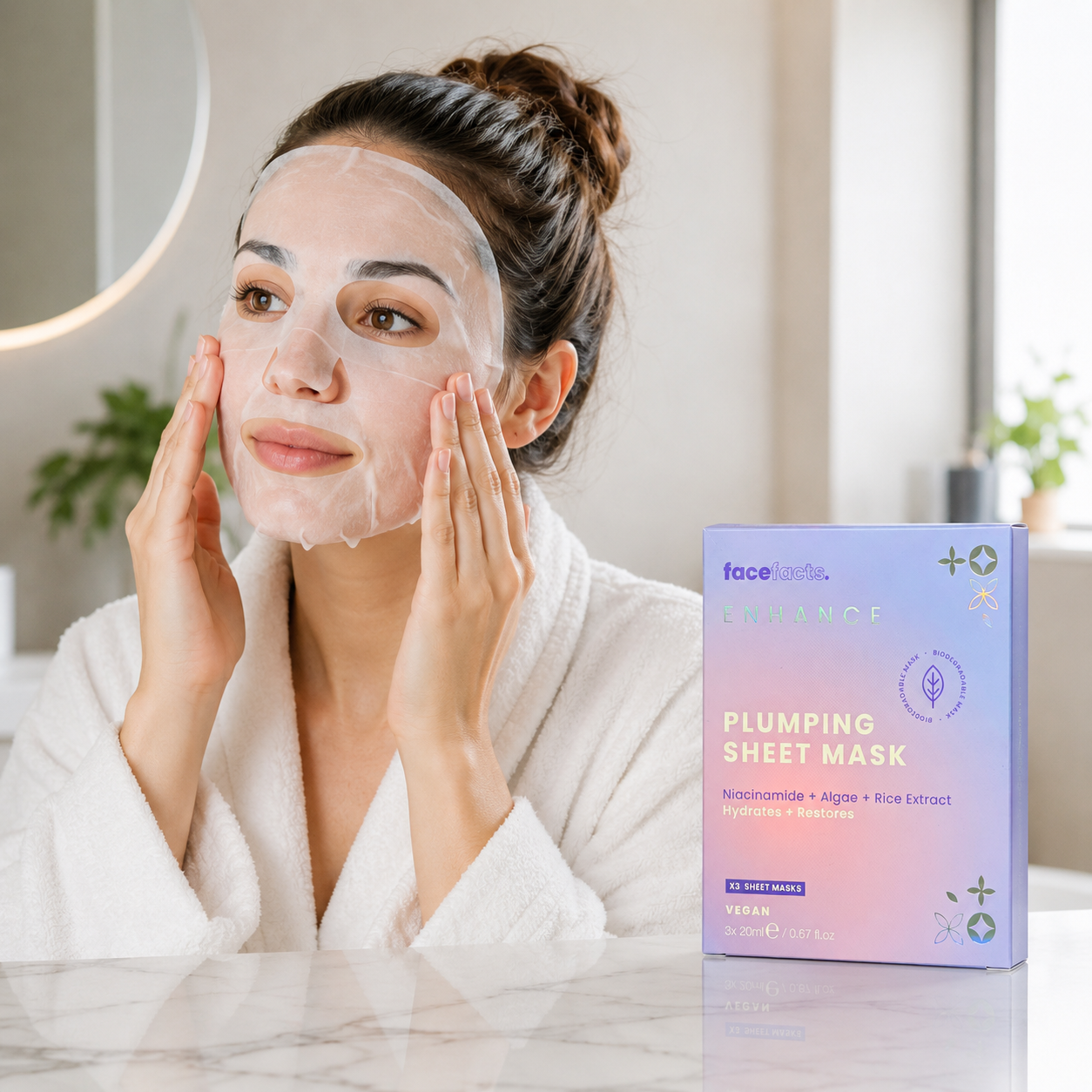 Glowing Biocellulose Sheet Mask – Hydrating Face Mask with Glycolic Acid & Vitamin C