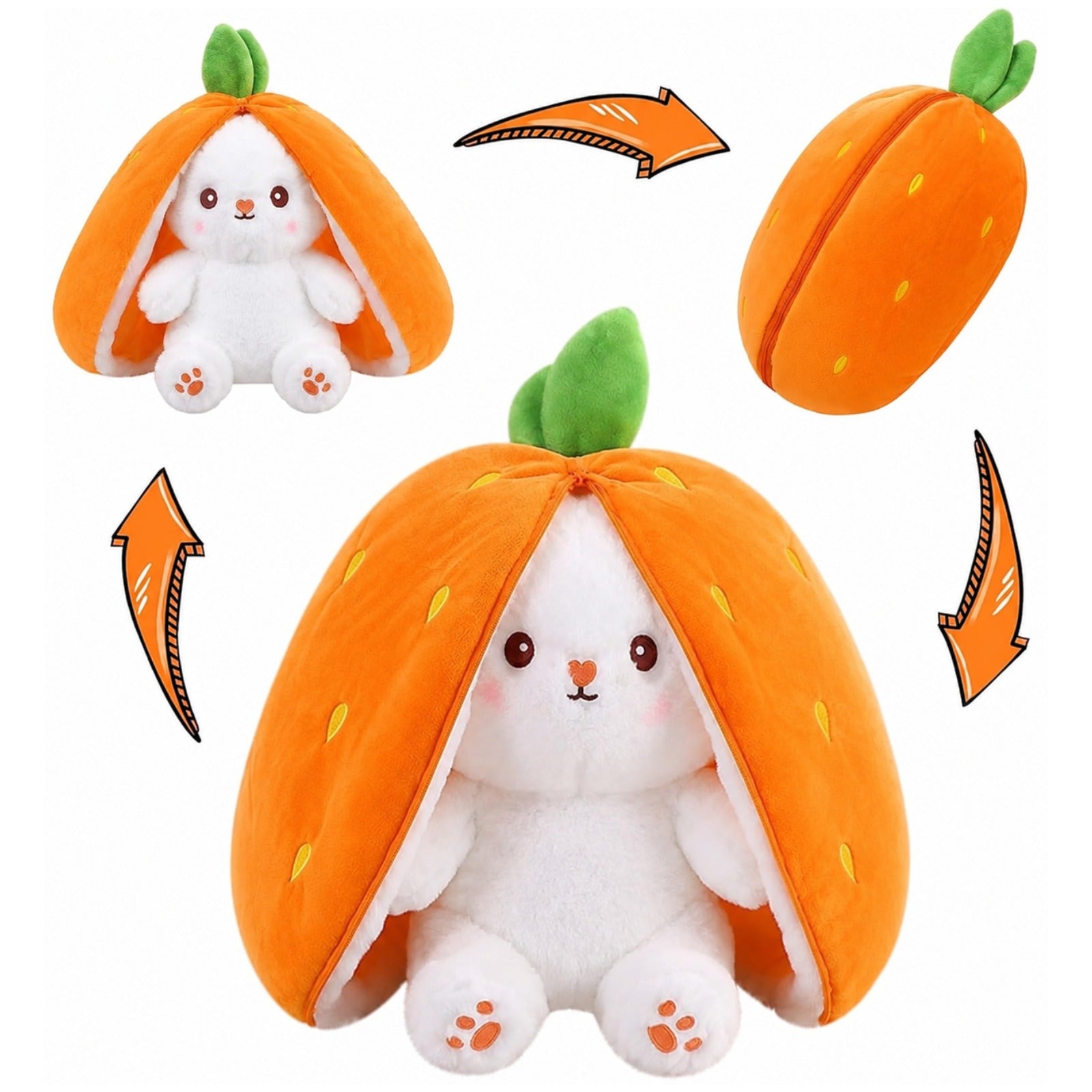 2 Pack Unzip Bunny Plush – Orange & Pink